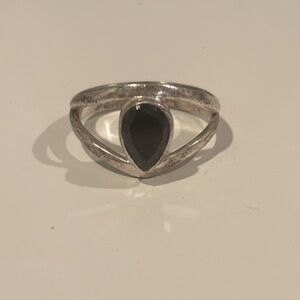 Silver Ring with Black Stone
